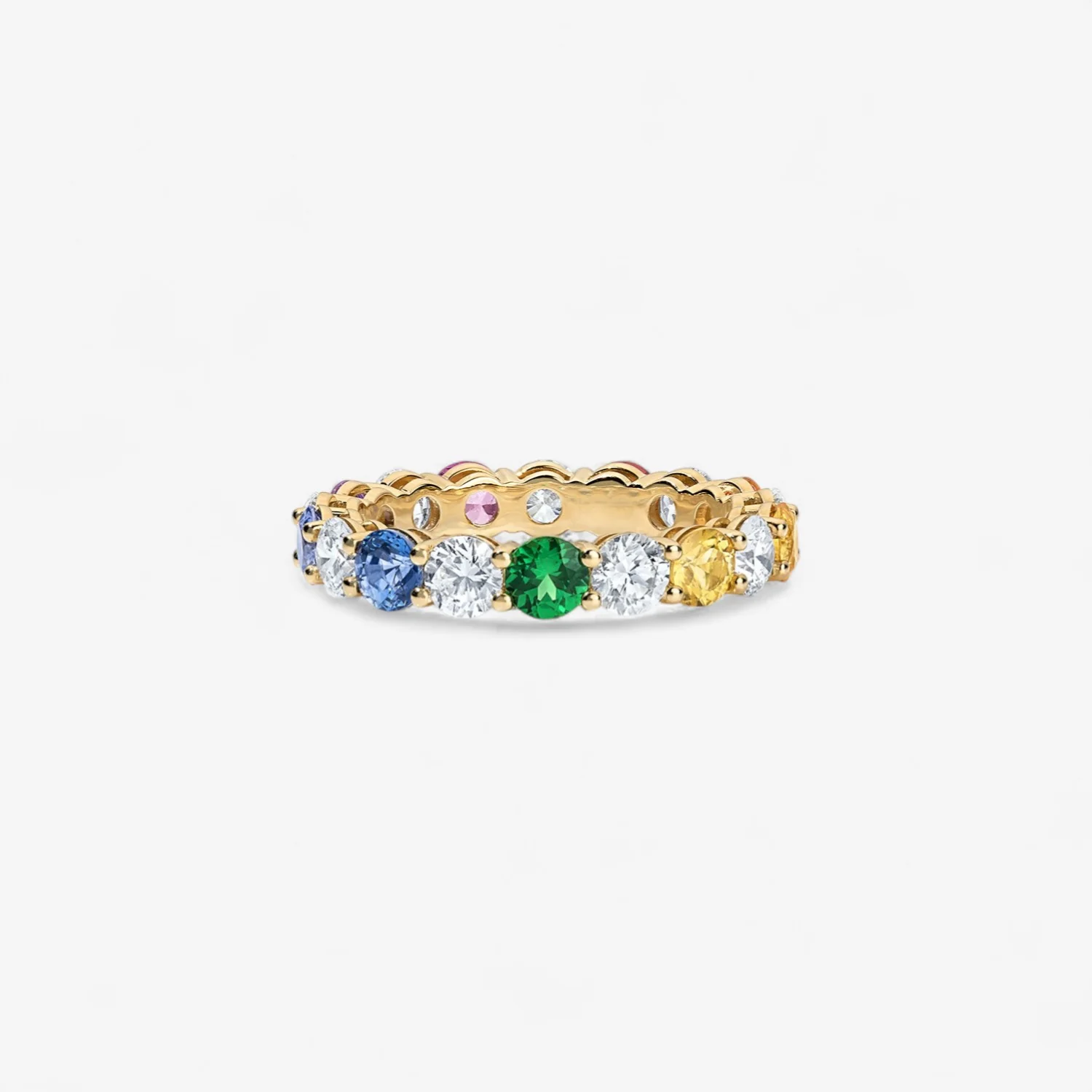 Grace Rainbow Sapphire and Diamond Eternity Band