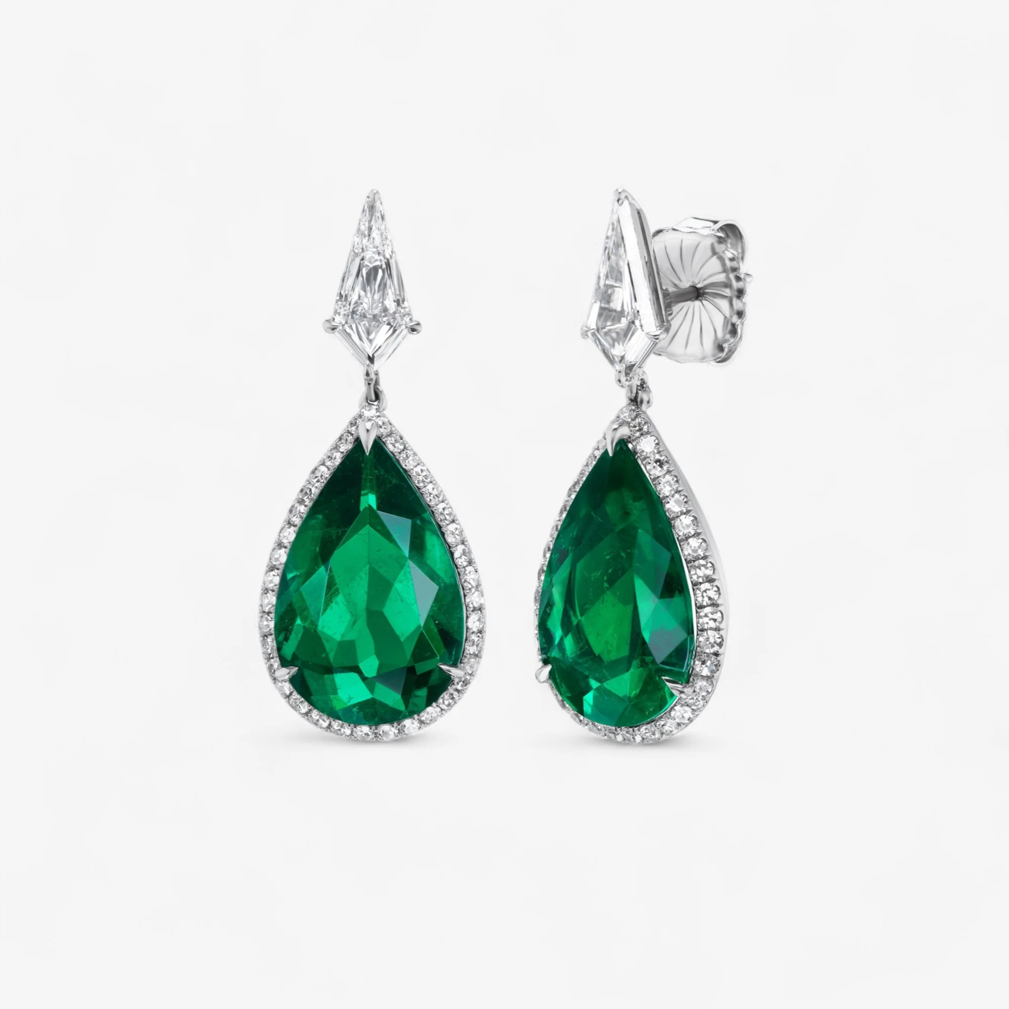 Signature Green Colombian Emerald and Diamond Pave Drop Earrings