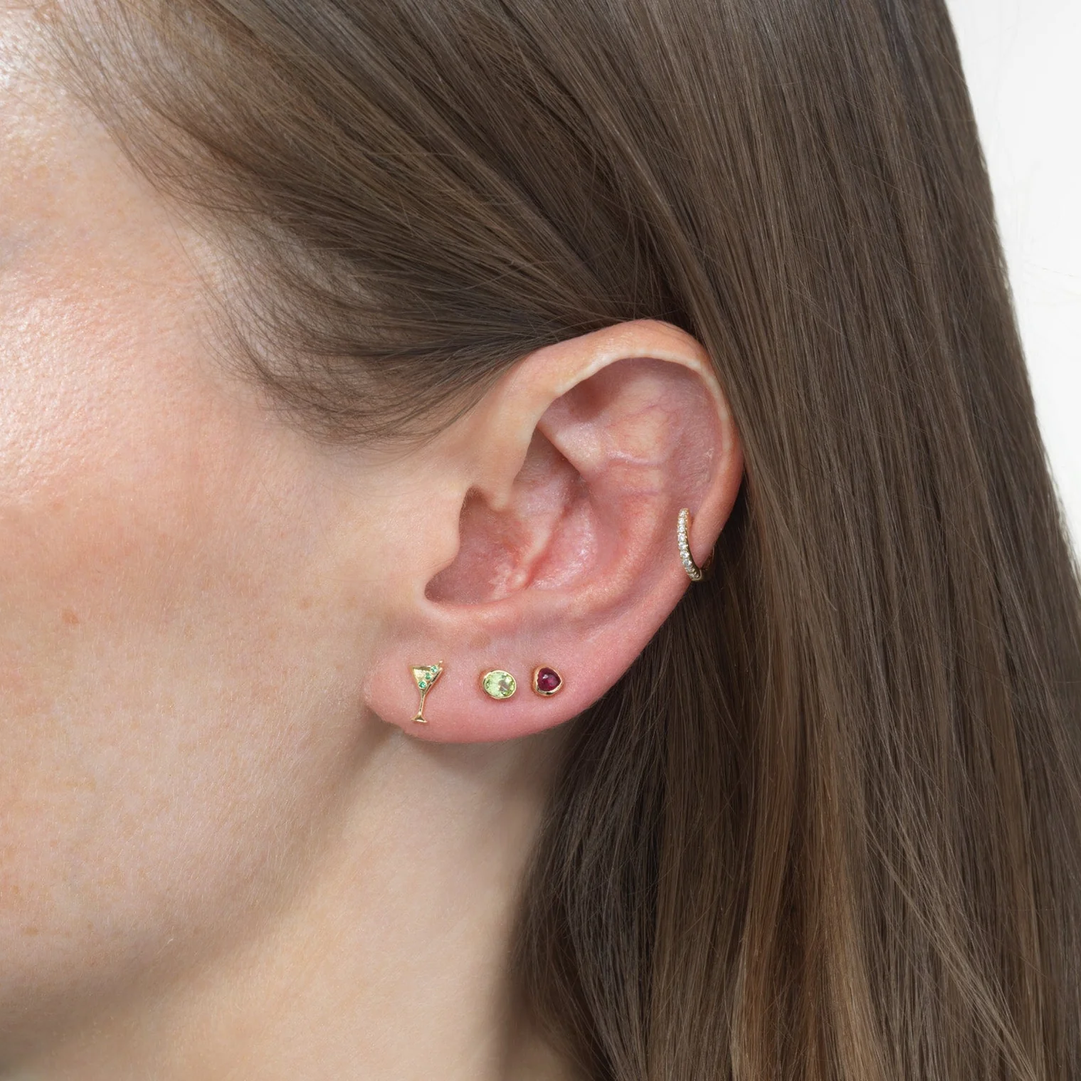 Cocktail Green Olive Bezel Mini Stud - Image 4