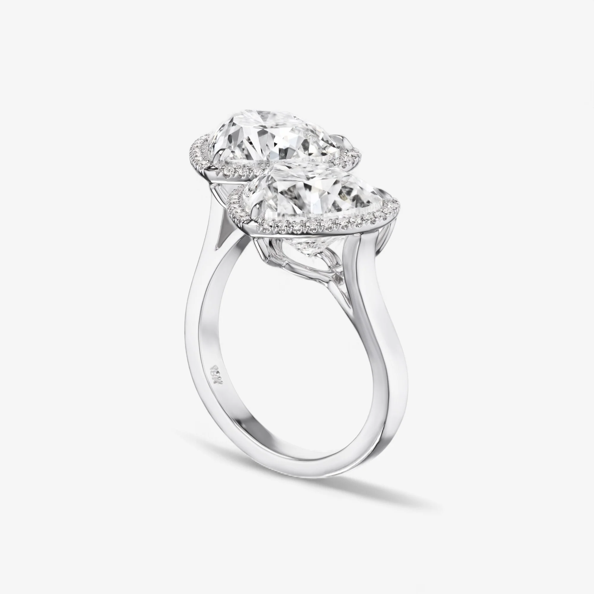 Signature Heart Shape Bypass Ring with Pave Halo - Image 2