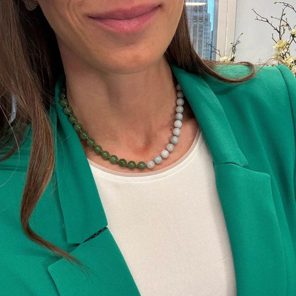 Kendall Two Tone Nephrite Jade and Jadeite Beaded Necklace - Image 2
