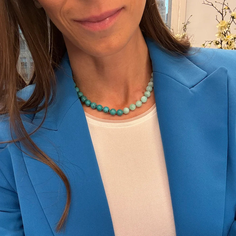 Kendall Two Tone Turquoise and Chrysoprase Beaded Necklace - Image 2