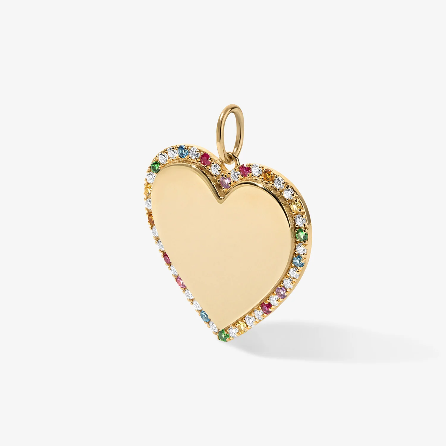 Large Heart Bubble Charm with Rainbow Pave Outline - Image 2
