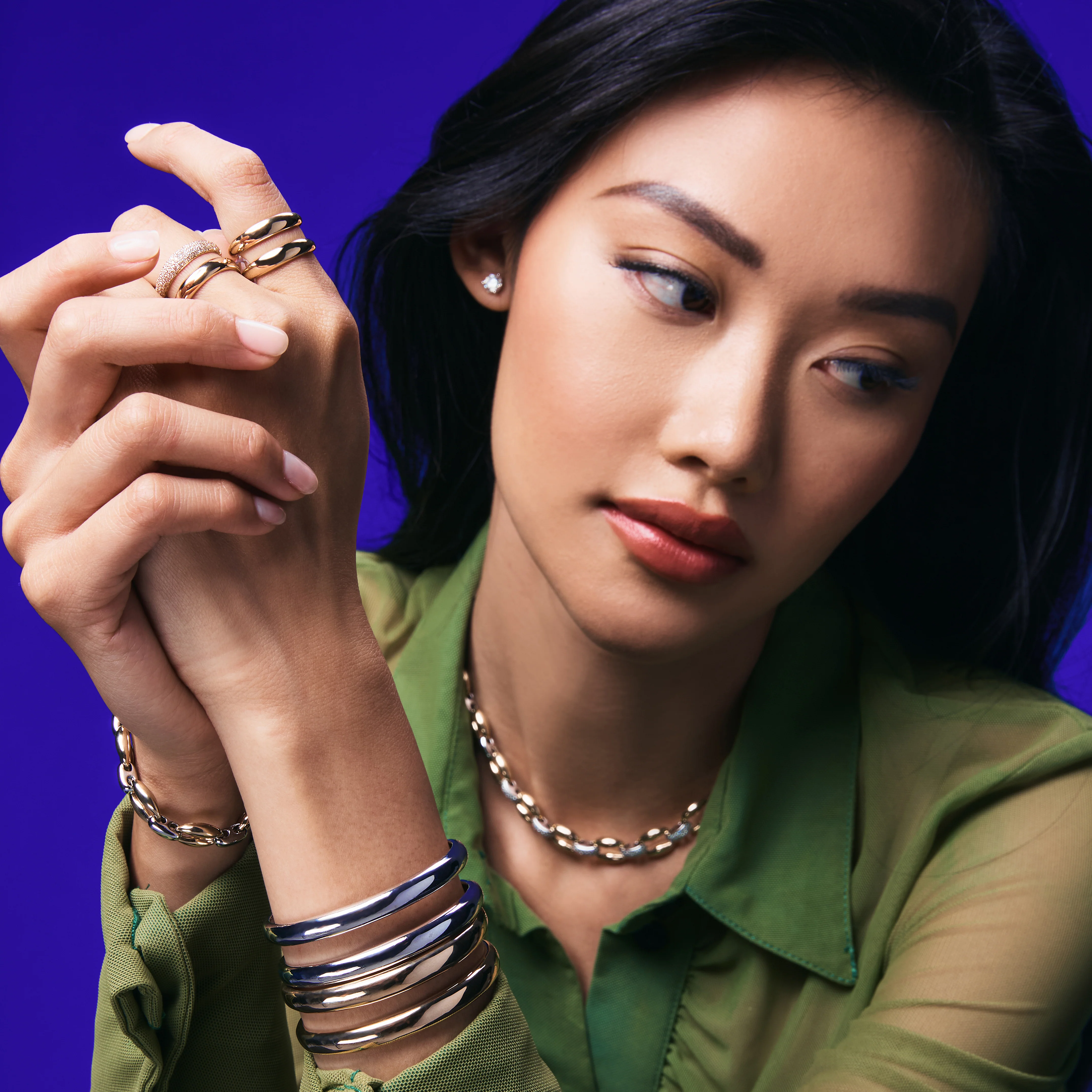Madison Double Dome Cuff in Yellow Gold, Size XS - Image 3