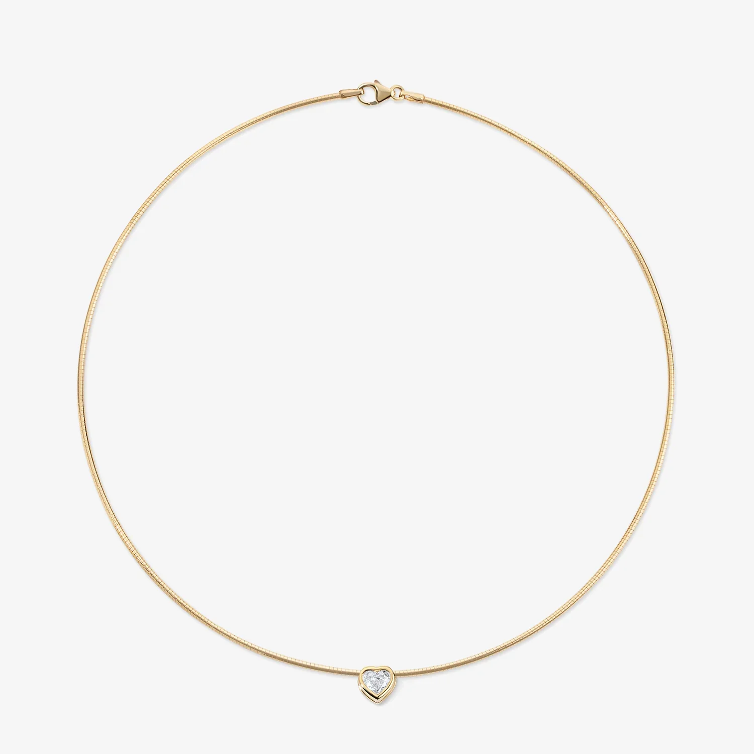 Margot Heart Bezel Diamond Necklace On Omega Chain