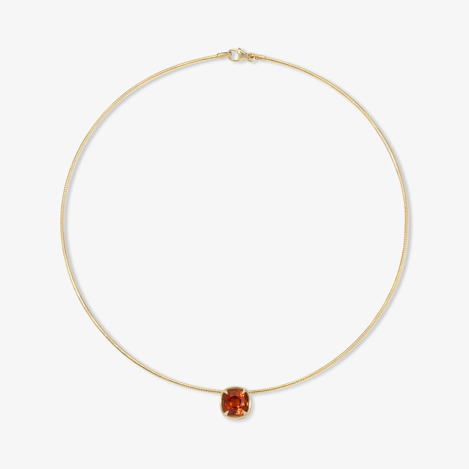 Margot Hessonite Orange Garnet Cushion Cut Necklace On Omega Chain