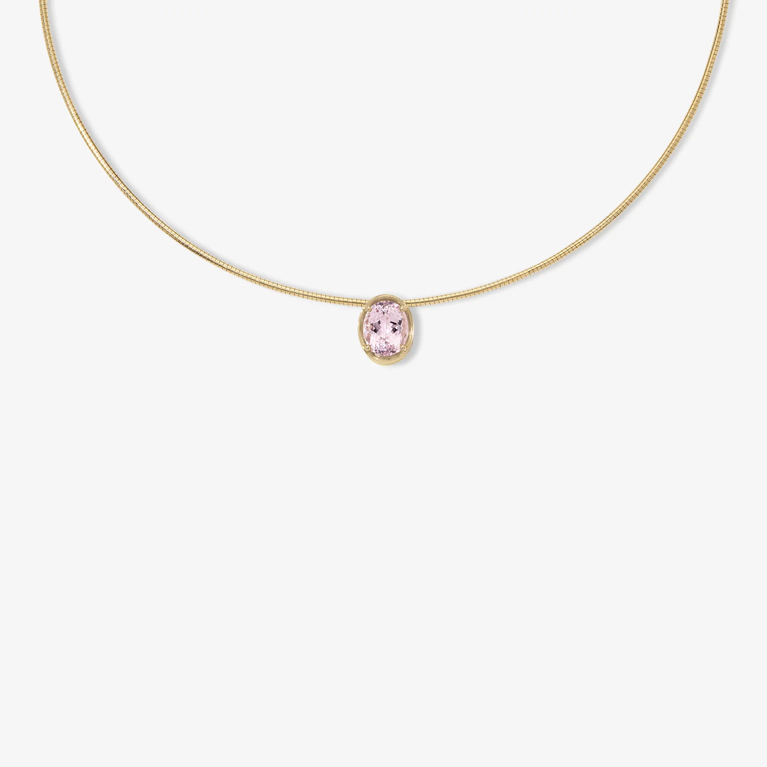 Margot Pink Morganite Oval Cut Necklace On Omega Chain - Image 2