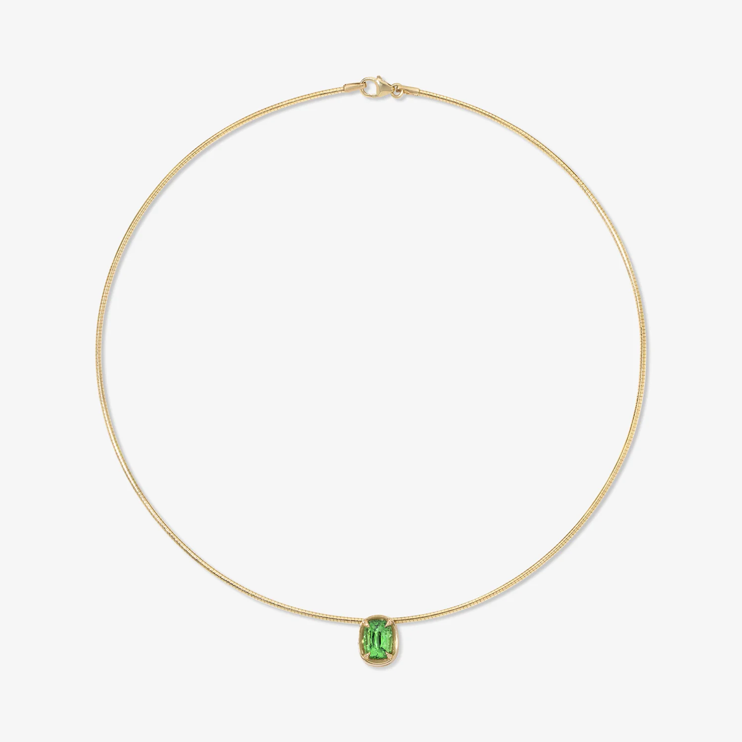 Margot Tsavorite Cushion Cut Necklace On Omega Chain