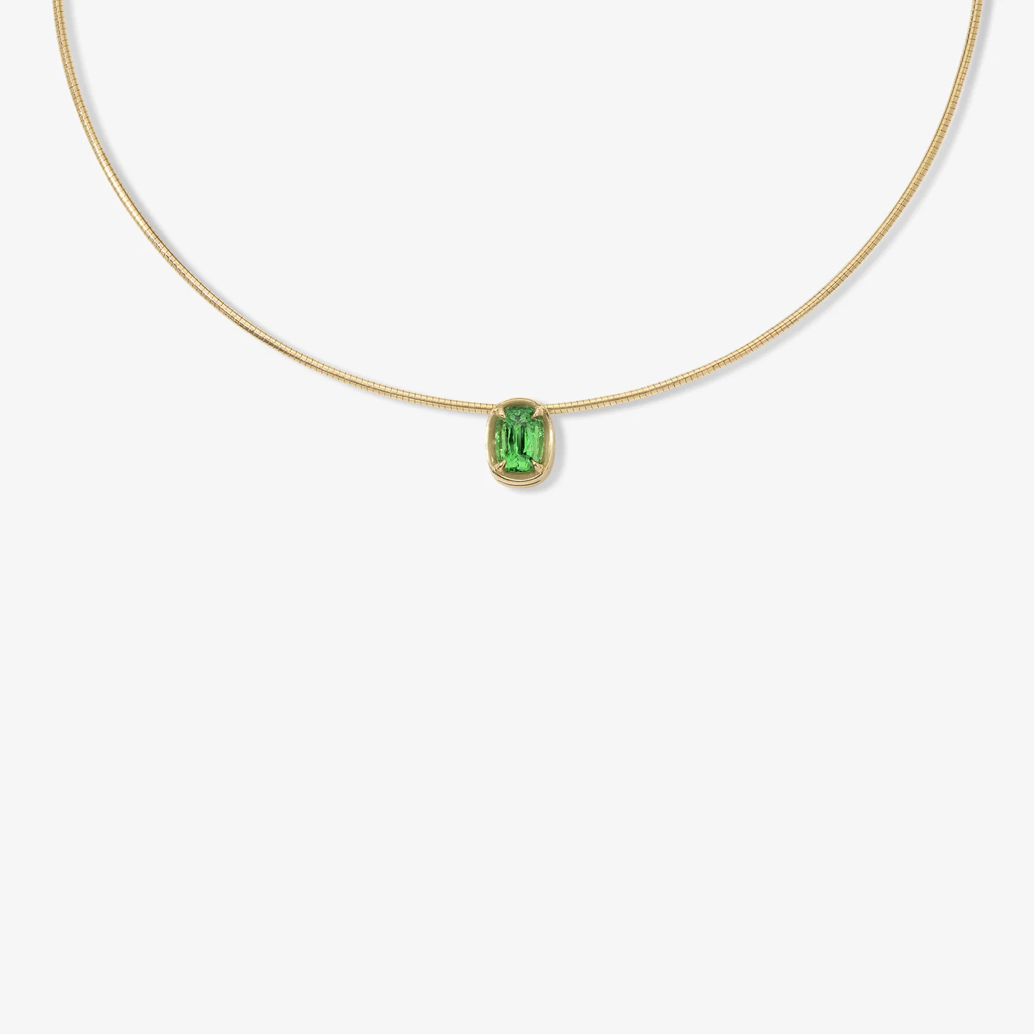 Margot Tsavorite Cushion Cut Necklace On Omega Chain - Image 2