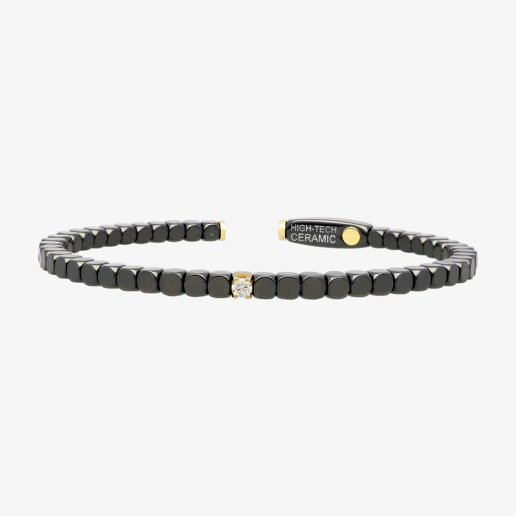 Men's Matte Black Ceramic Dado Bracelet with Single Diamond - Image 2