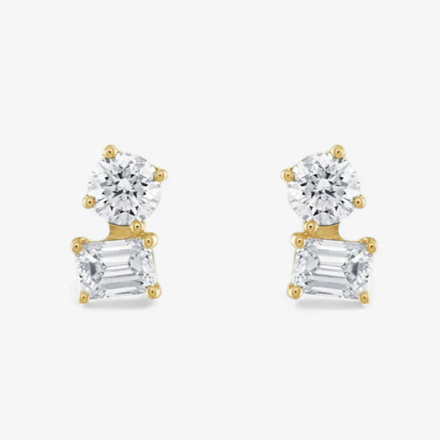 Undecided Mini Round-Emerald Two Stone Earring - Image 2