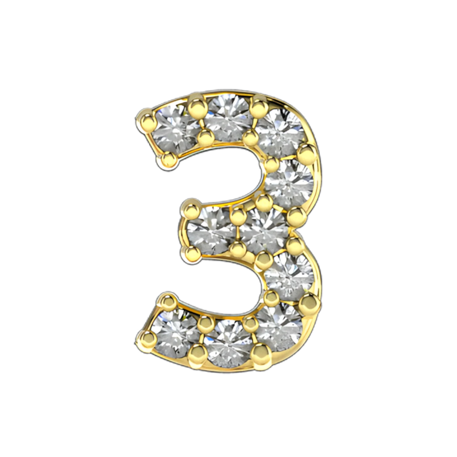 Slider Pave Number 3 Charm - Image 5
