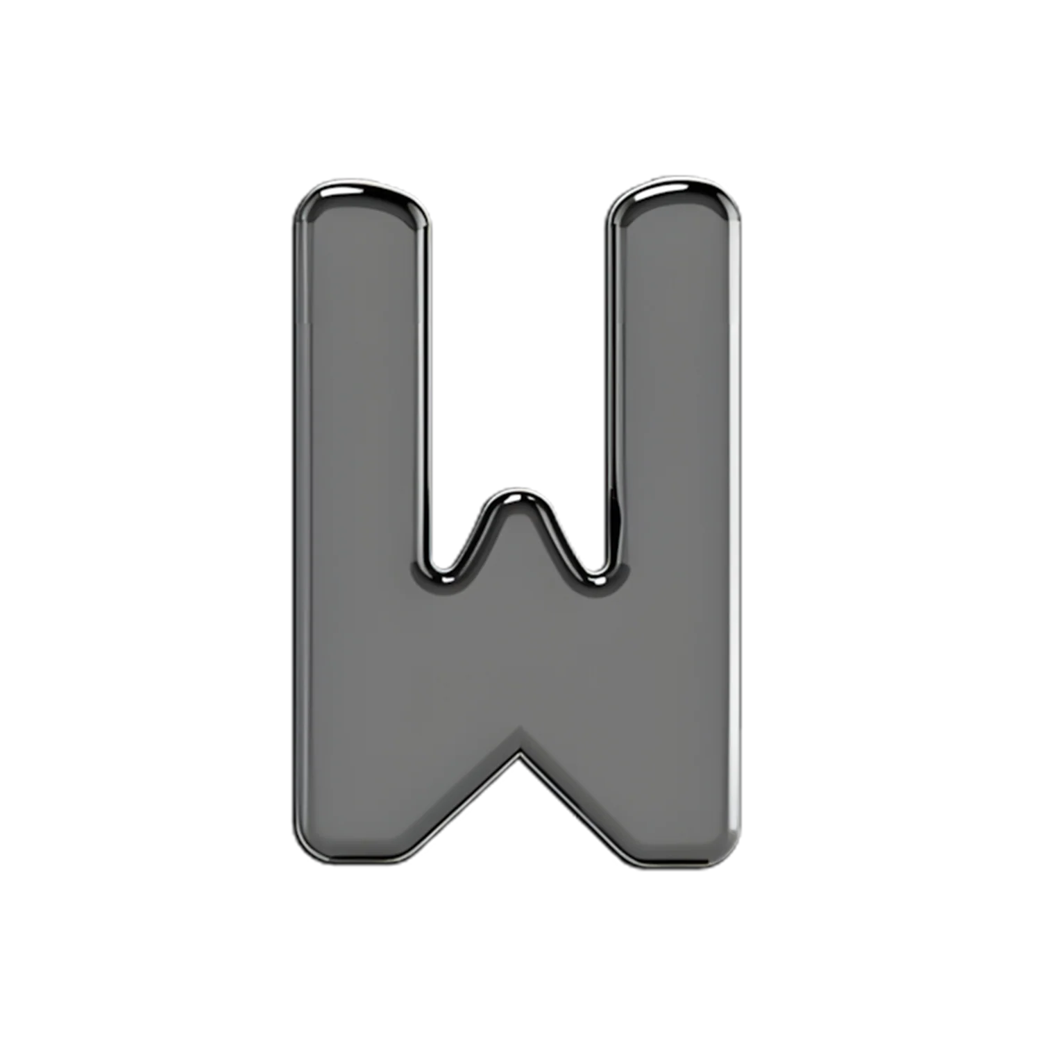 Slider Solid Letter W Charm