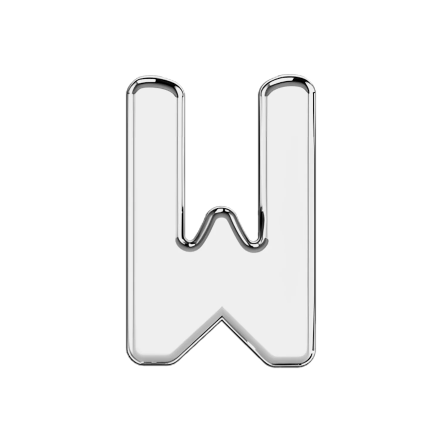Slider Solid Letter W Charm - Image 3