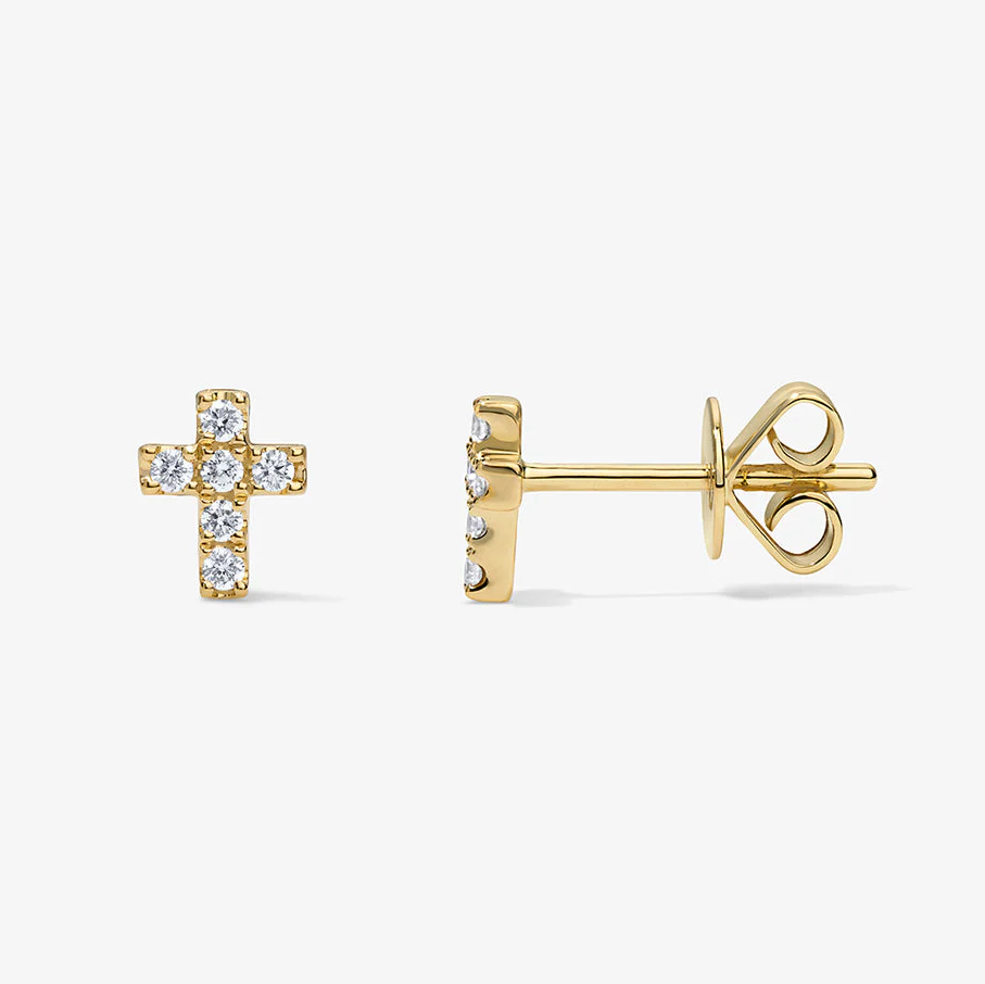 Mini Token Pave Cross Studs