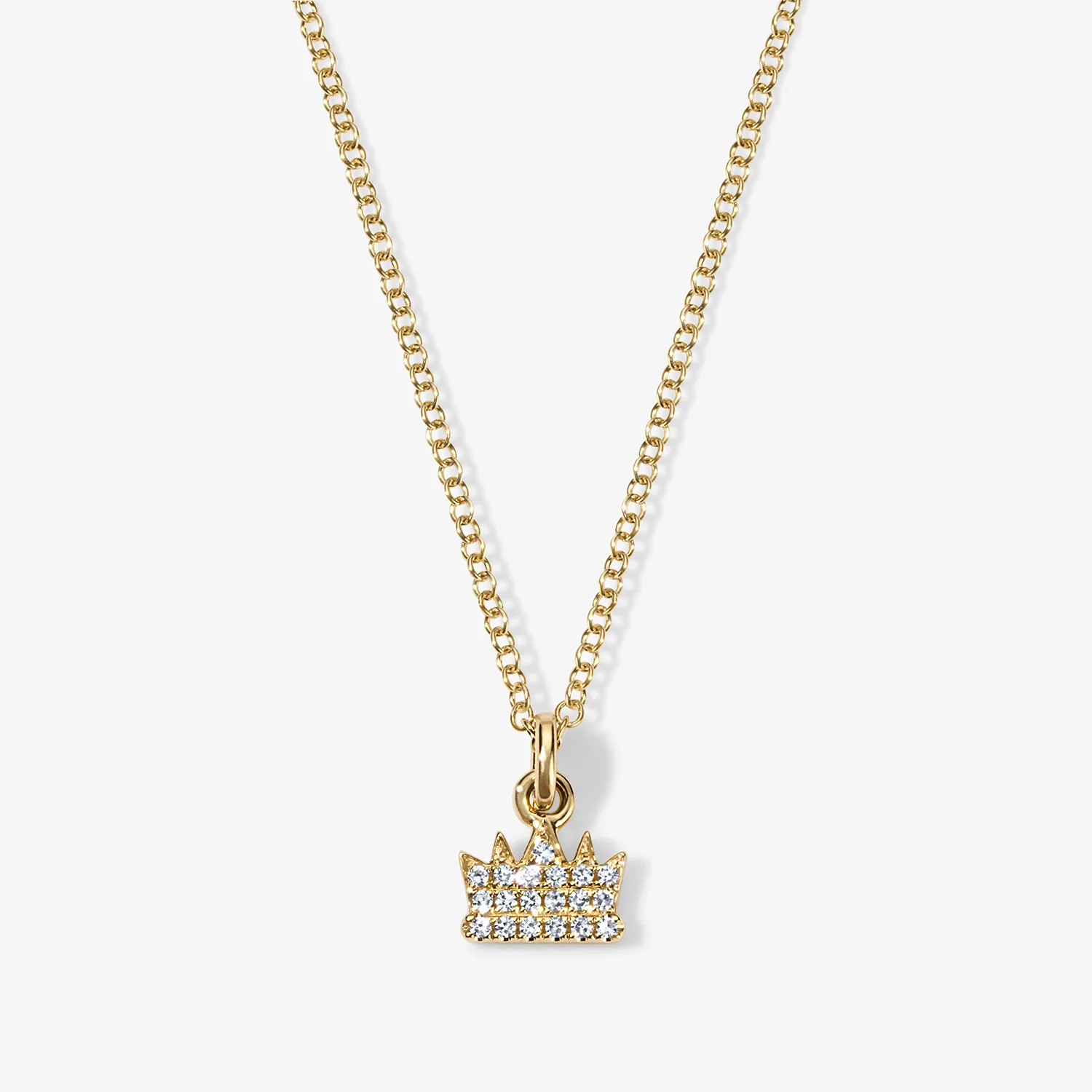 Mini Token Pave Crown Necklace