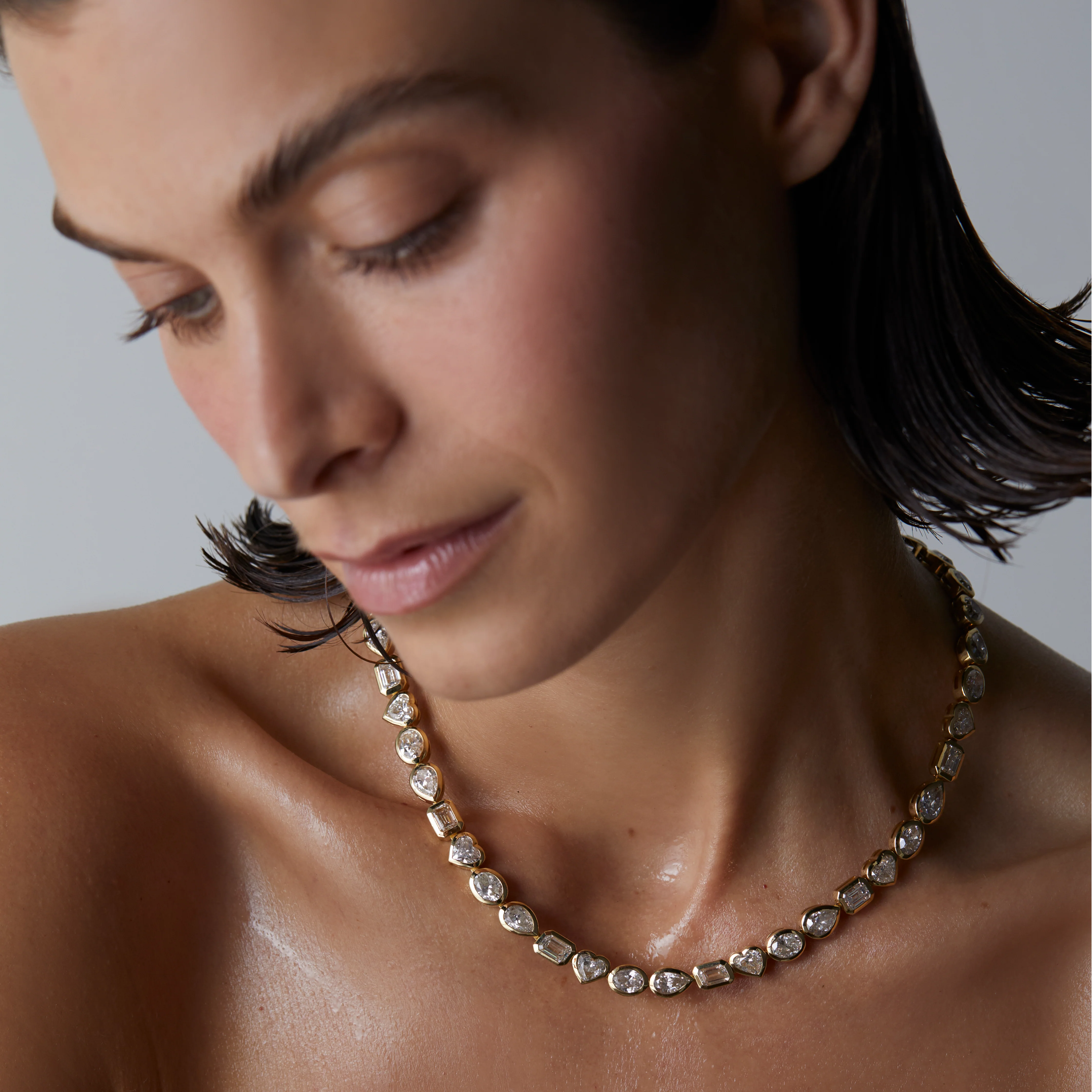 Signature Mixed Shape Bezel Tennis Necklace - Image 3