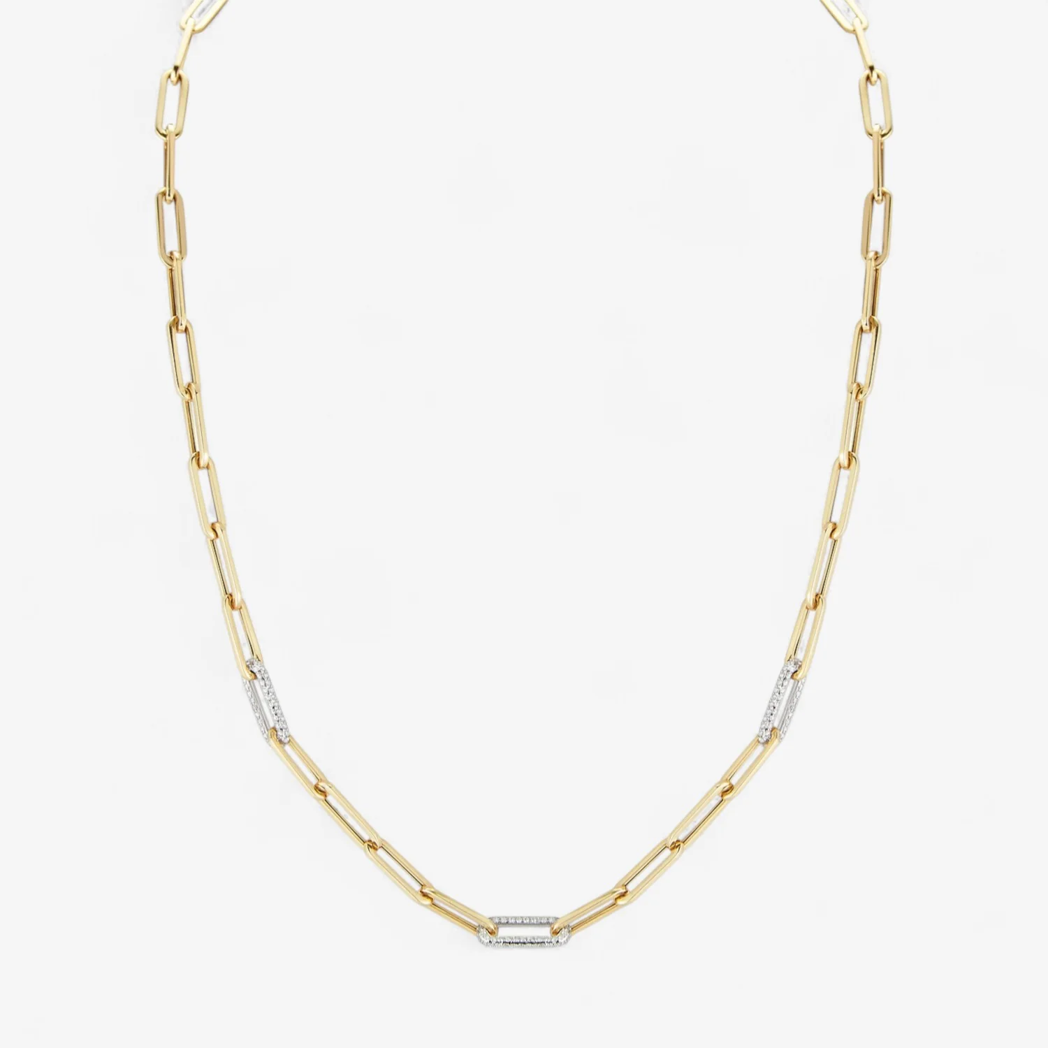 Cleo Paperclip Necklace with Diamond Links