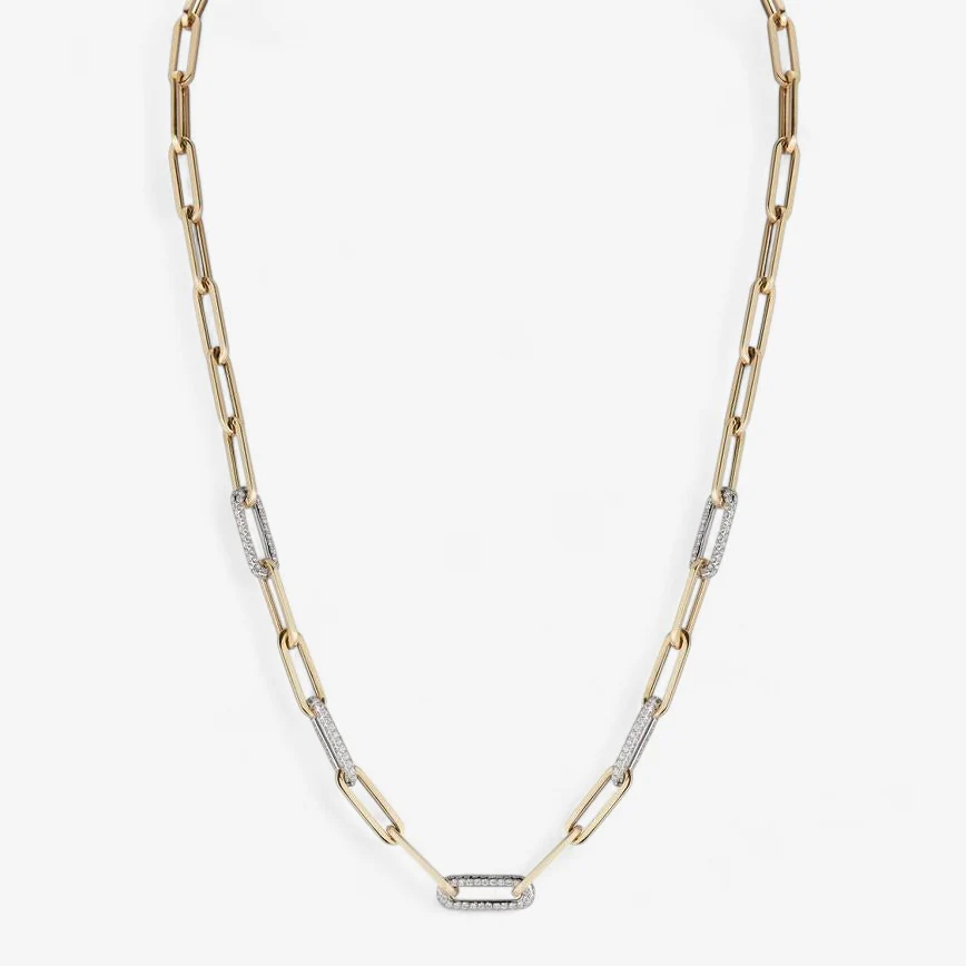Cleo Paperclip Necklace with Diamond Links - Image 7
