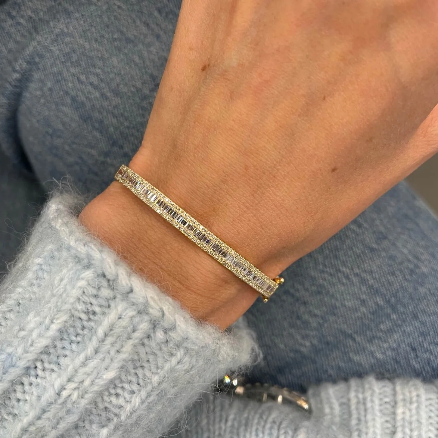 Ivy Diamond Baguette Bangle - Image 4