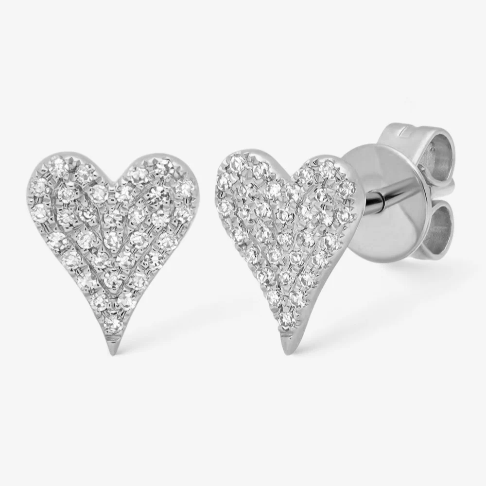 Pave Token Heart Studs