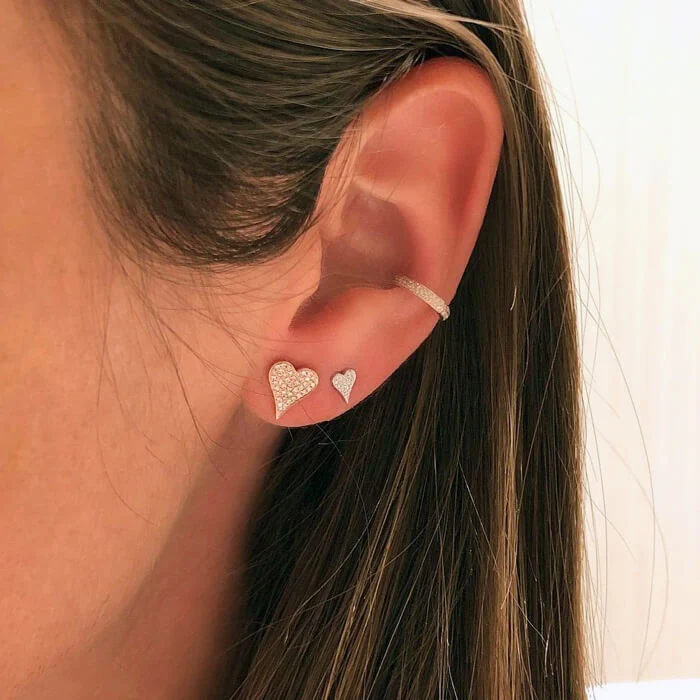 Pave Token Heart Studs - Image 3
