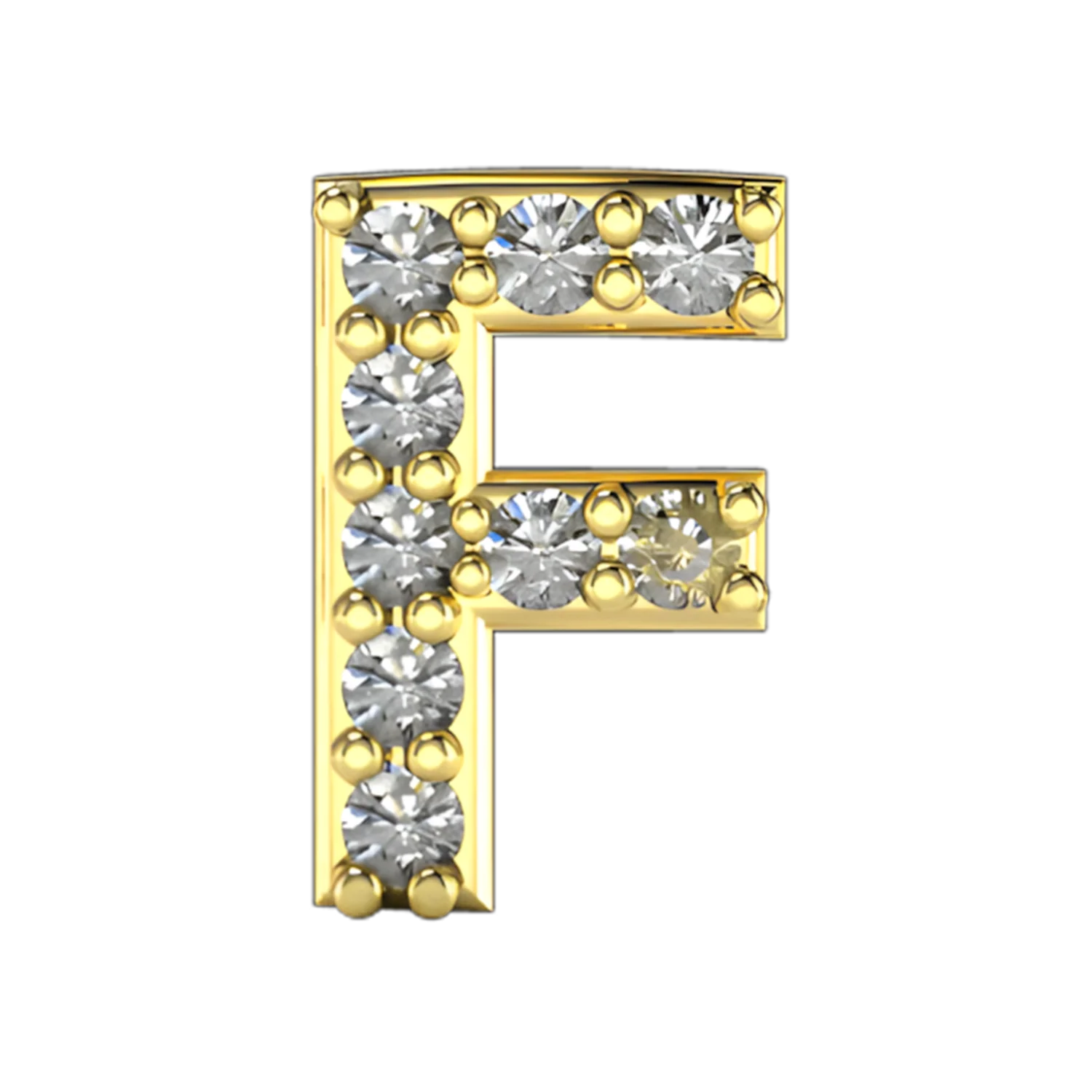 Pave Letter F Slider Necklace Charm