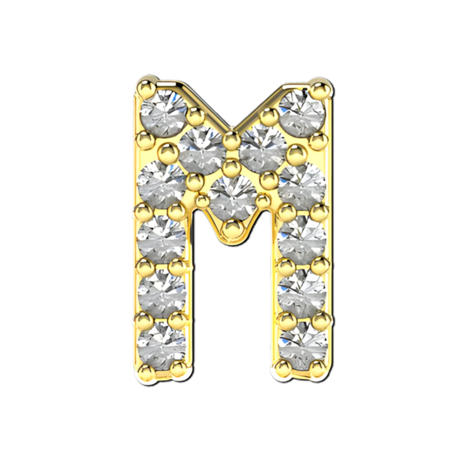 Pave Letter M Slider Necklace Charm