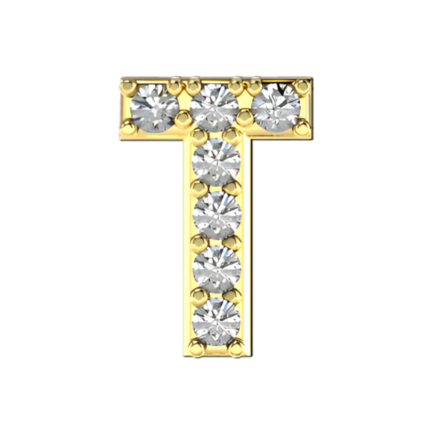 Pave Letter T Slider Necklace Charm
