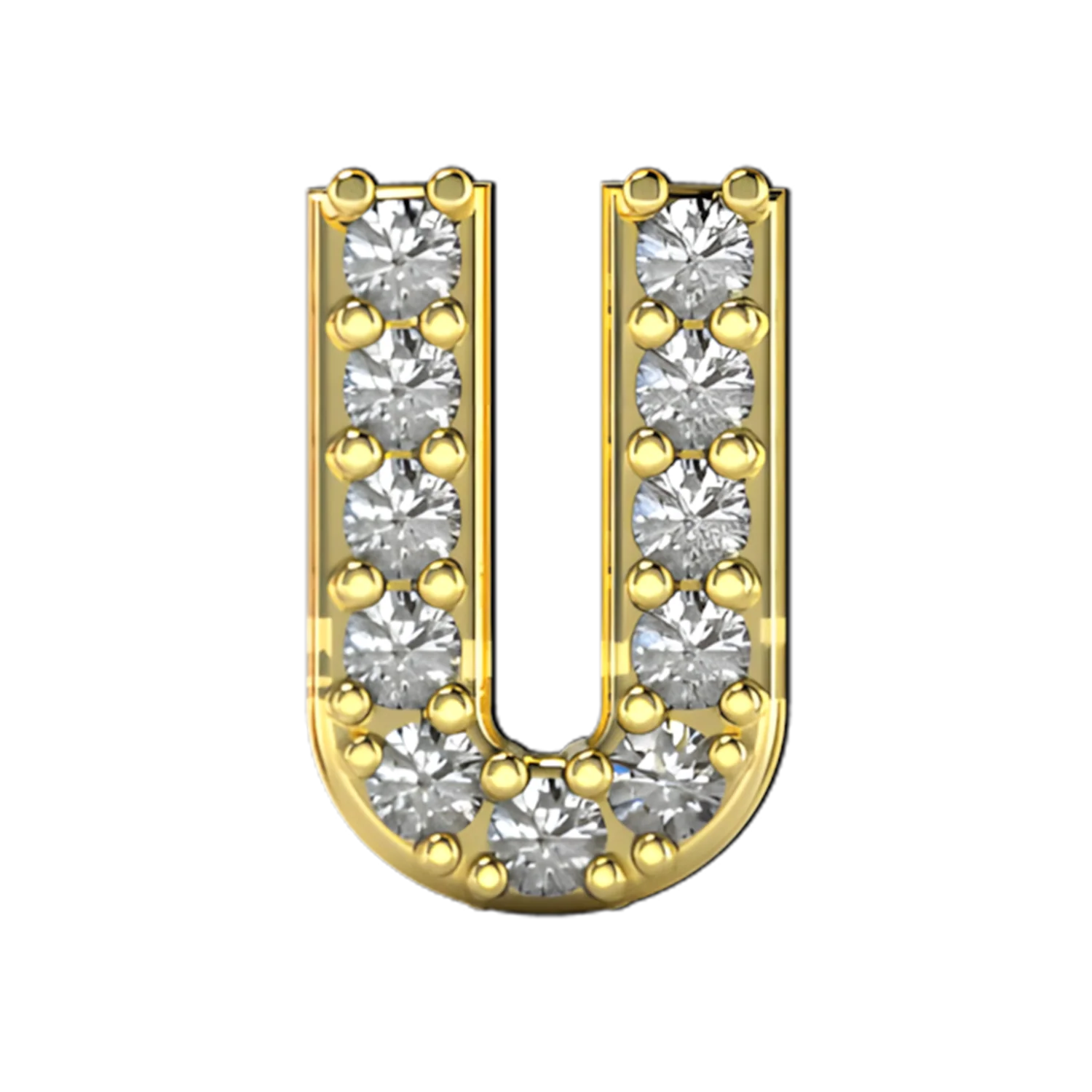 Pave Letter U Slider Necklace Charm