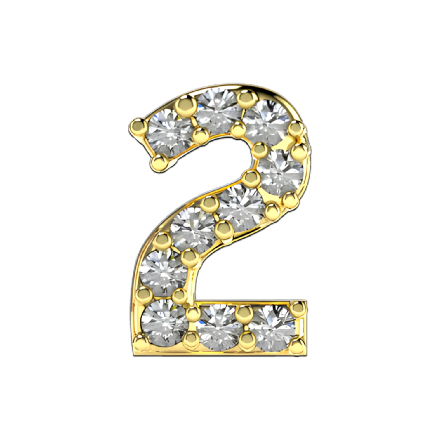 Pave Number 2 Slider Necklace Charm