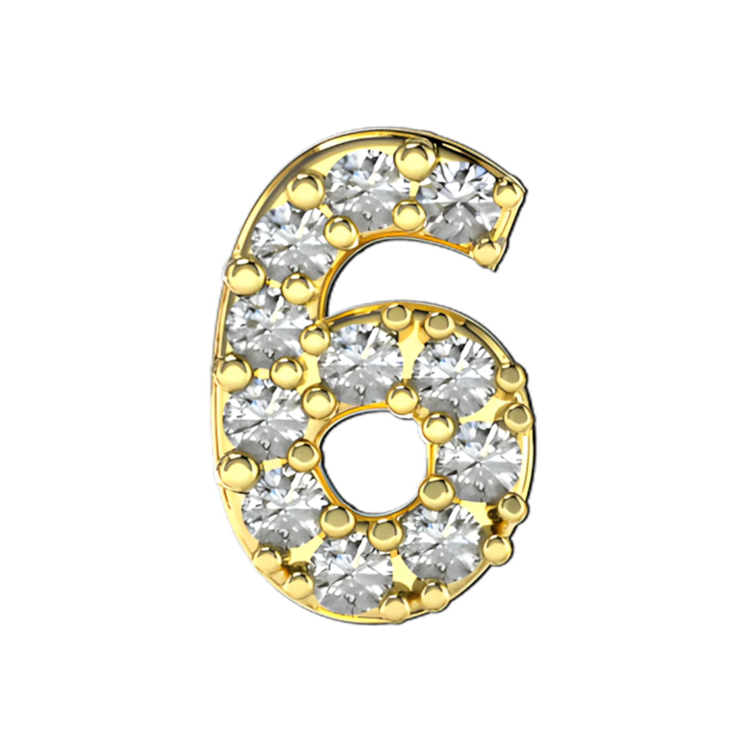 Pave Number 6 Slider Necklace Charm