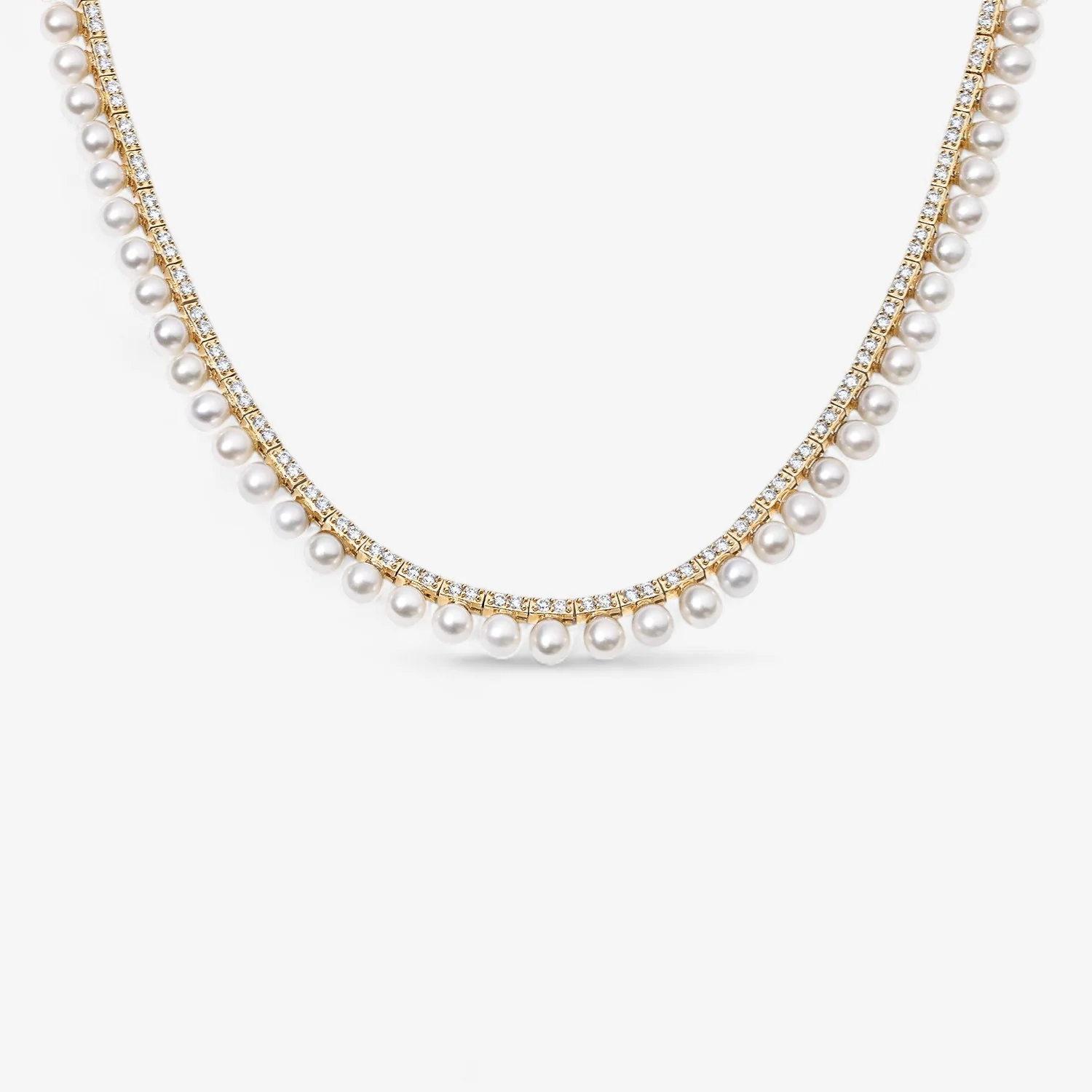 Grace Pearl and Diamond Tennis Necklace