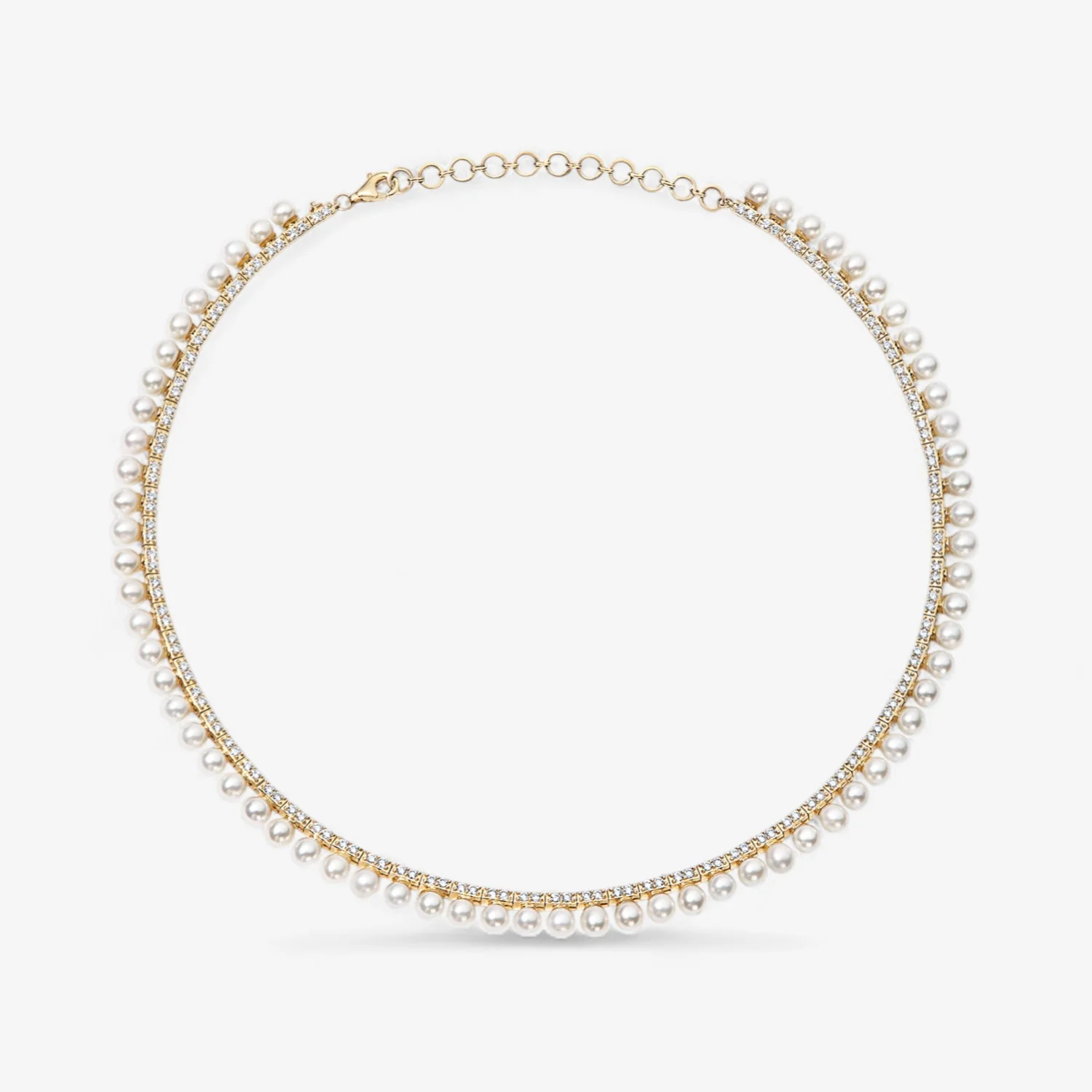 Grace Pearl and Diamond Tennis Necklace - Image 2