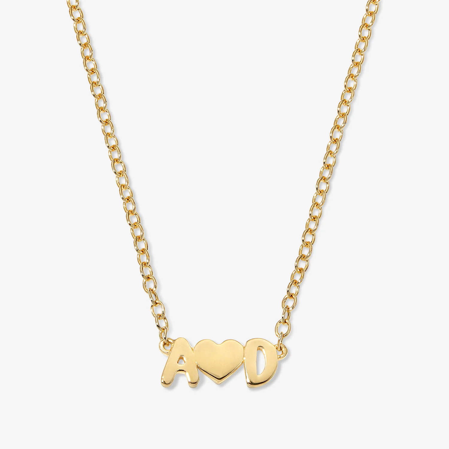 Petite Bubble Letters and Heart Necklace