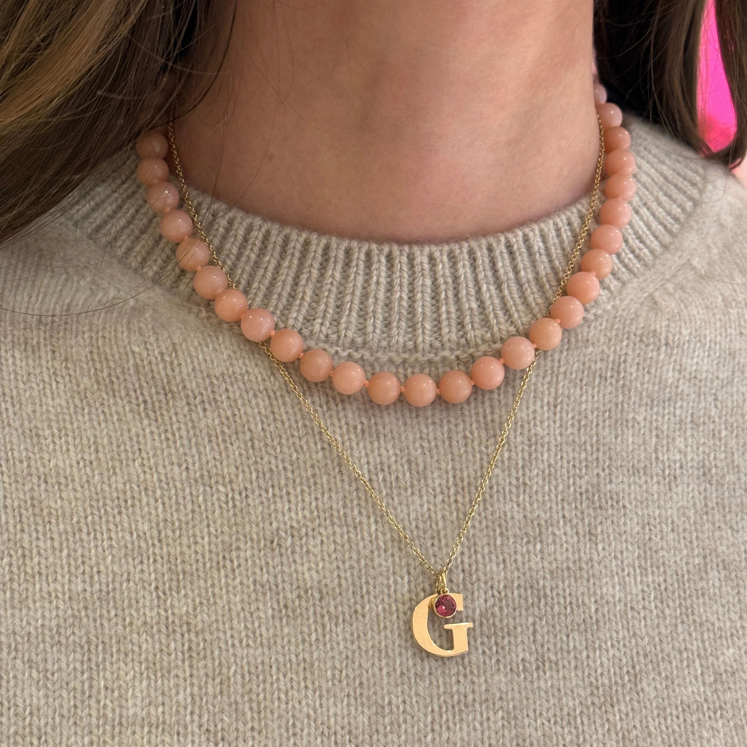 Kendall Pink Opal Beaded Necklace - Image 3