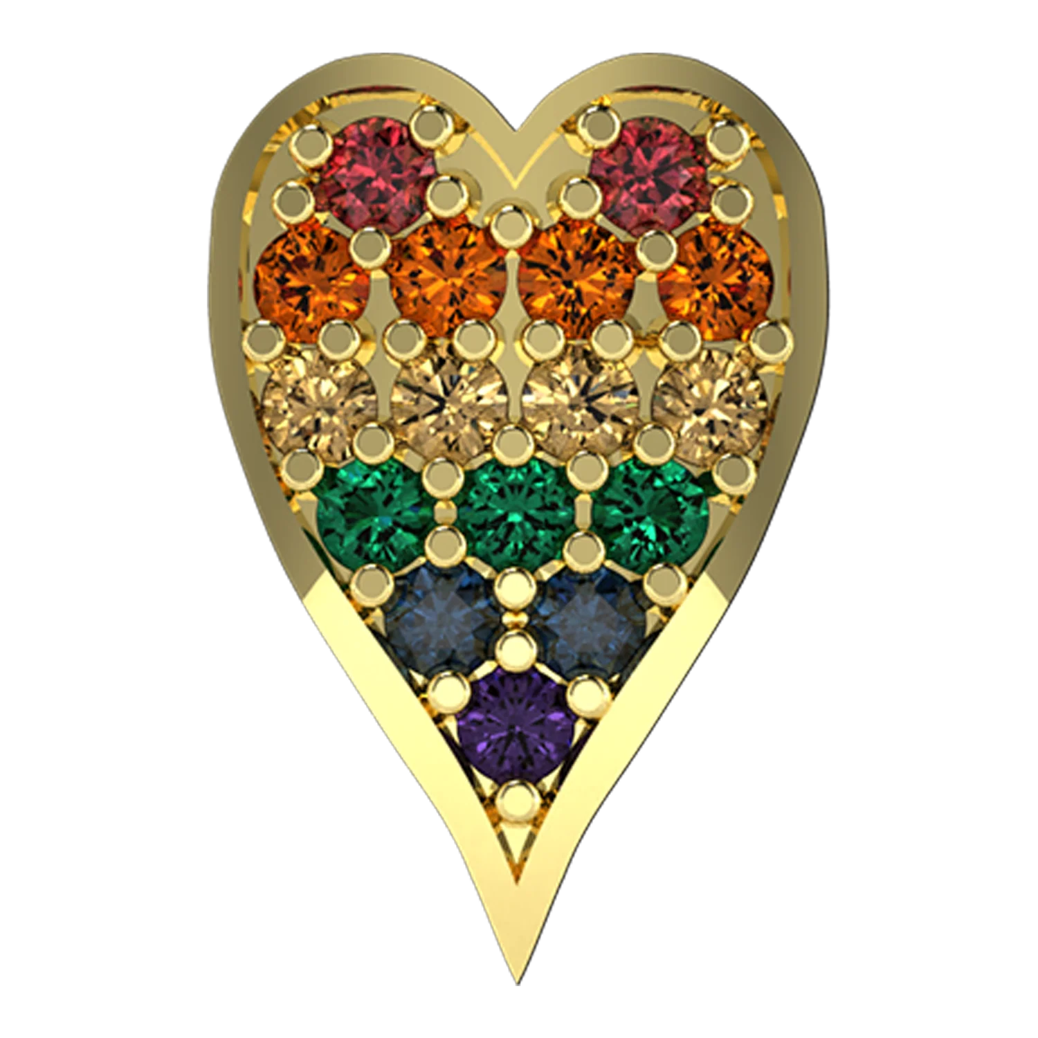 Rainbow Heart Slider Necklace Charm