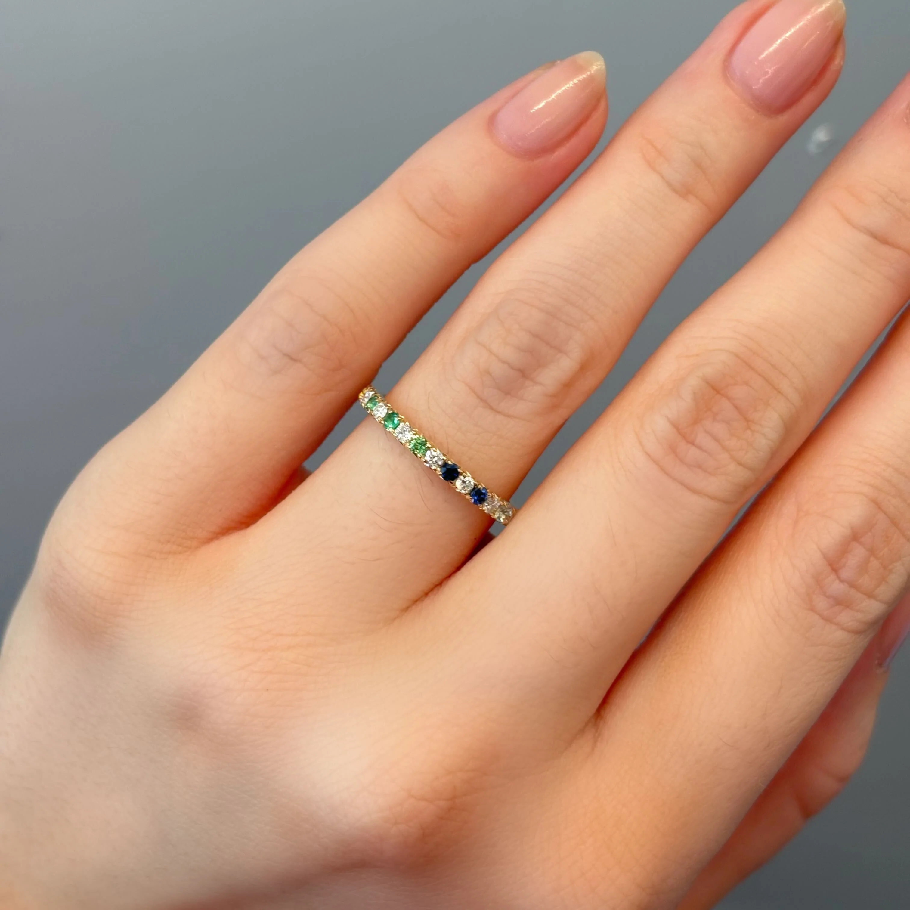 Grace Rainbow Sapphire and Diamond Stack Band - Image 3