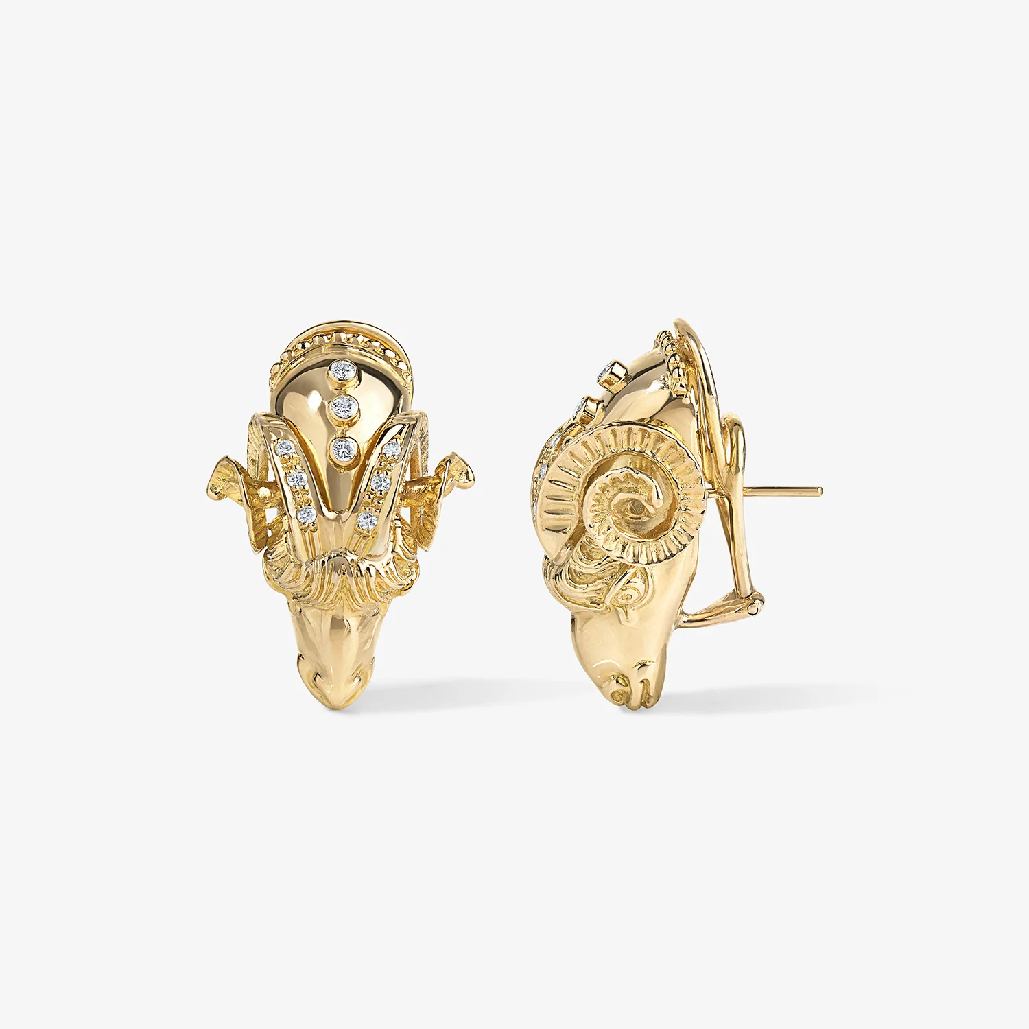 Ram Head Diamond Earrings - Image 2