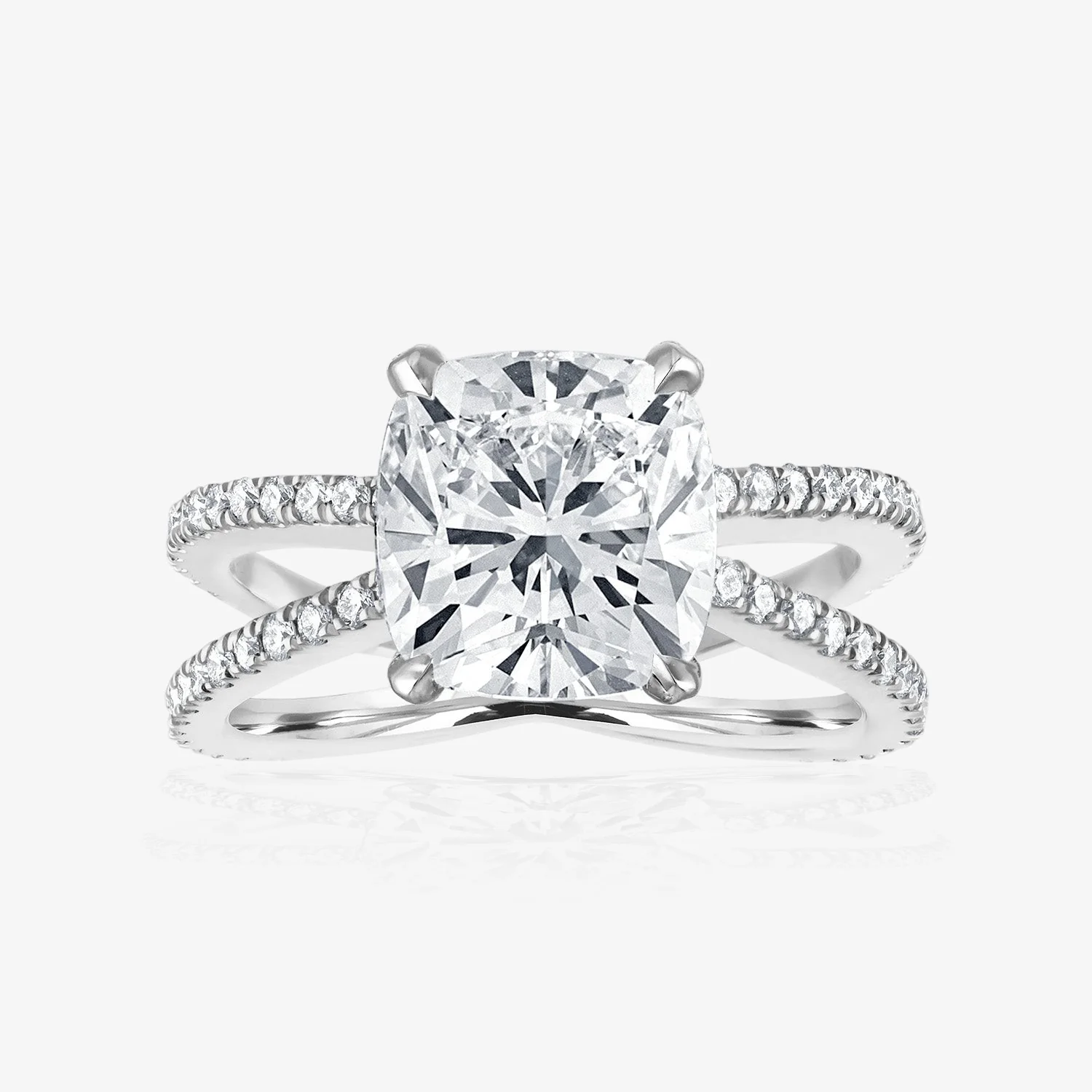 Reverse Pave Split Shank Engagement Ring