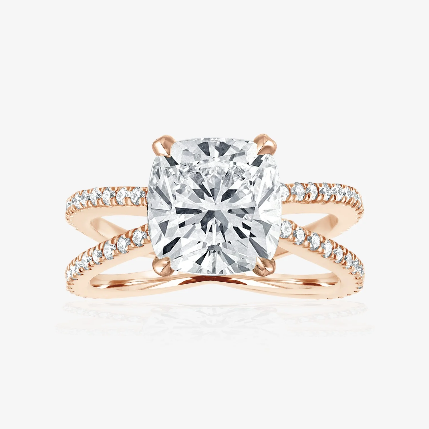 Reverse Pave Split Shank Engagement Ring - Image 2