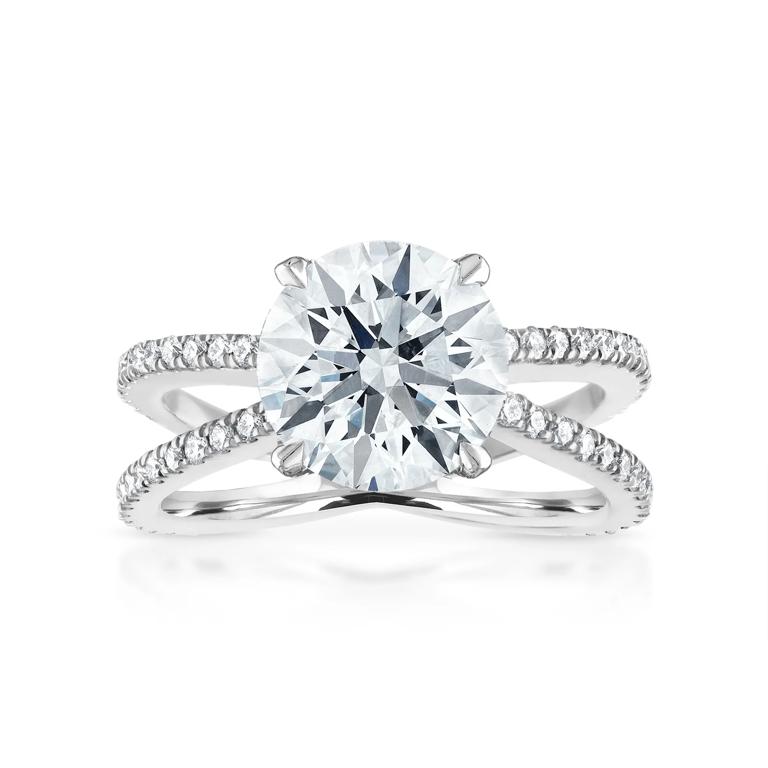 Reverse Pave Split Shank Engagement Ring - Image 4