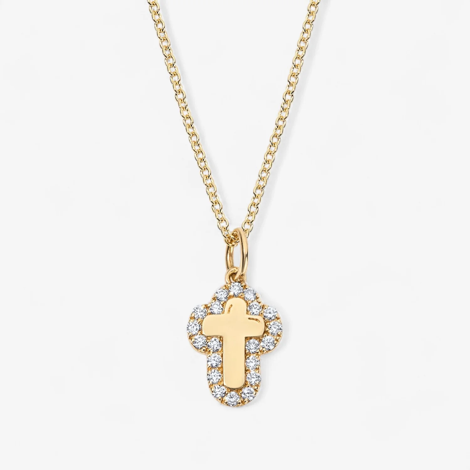 Small Bubble Cross Charm With Chain