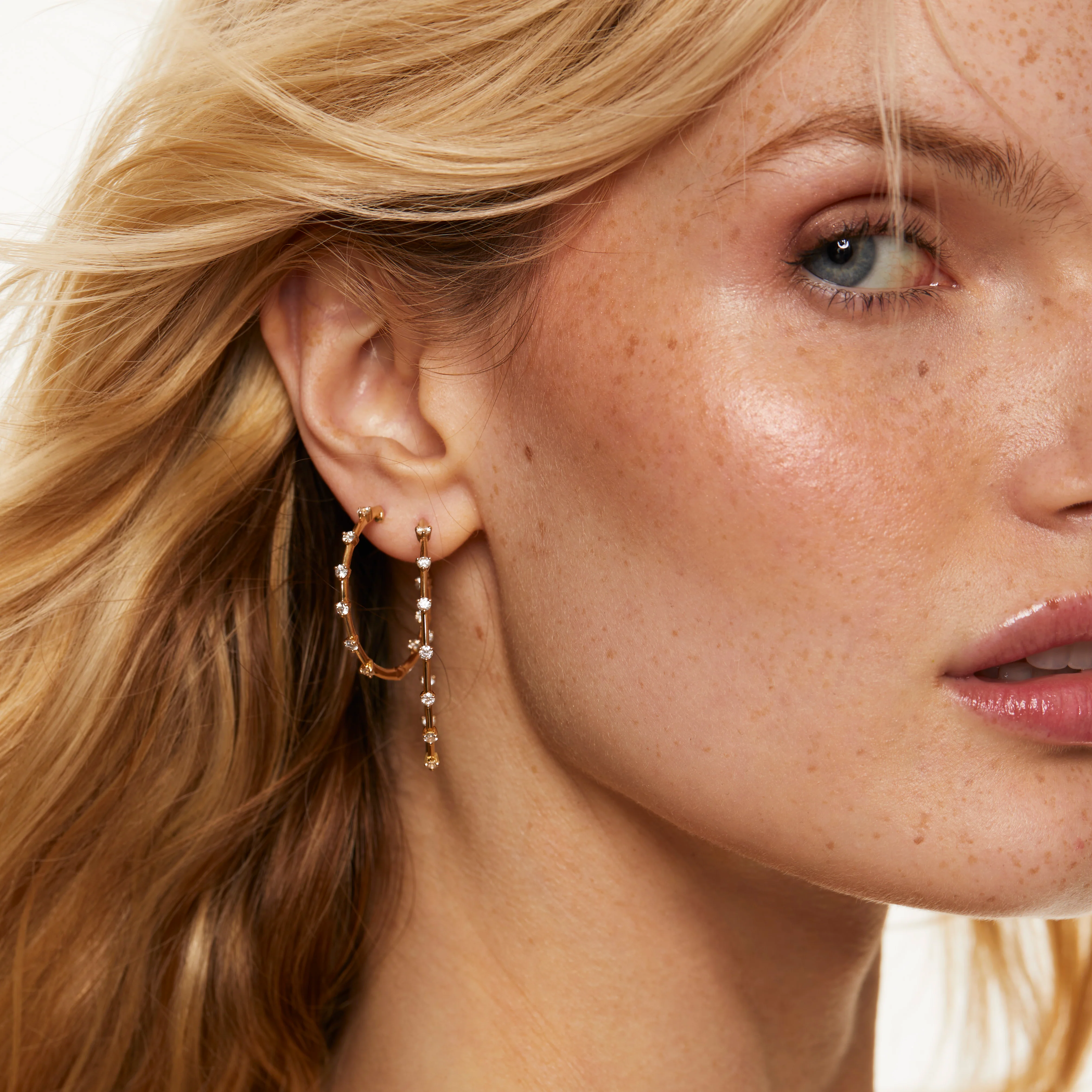 Celeste Petite Diamond Hoop Earrings - Image 3