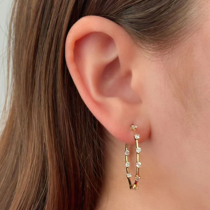 Celeste Petite Diamond Hoop Earrings - Image 4