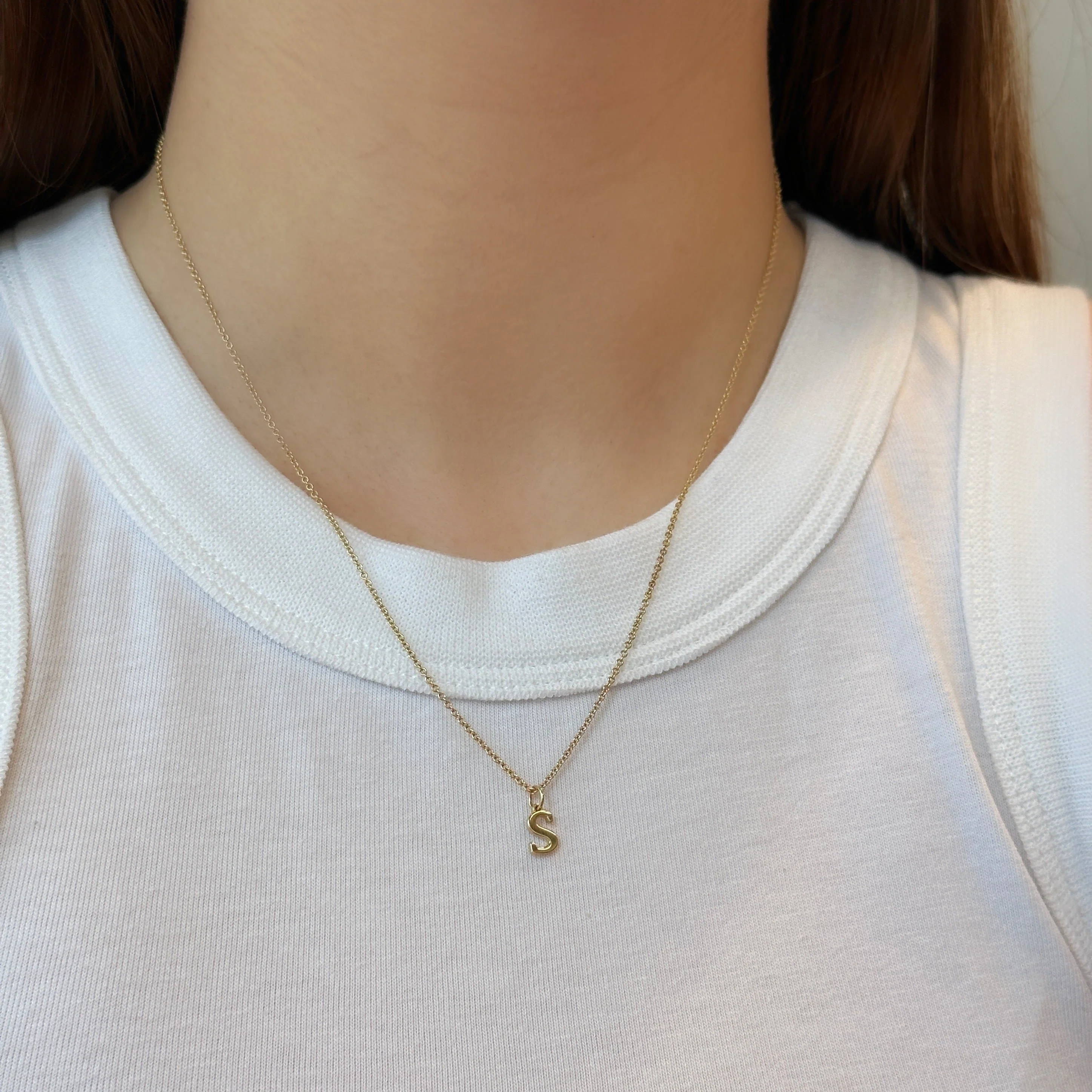 Small Gold "S" Initial Pendant - Image 2