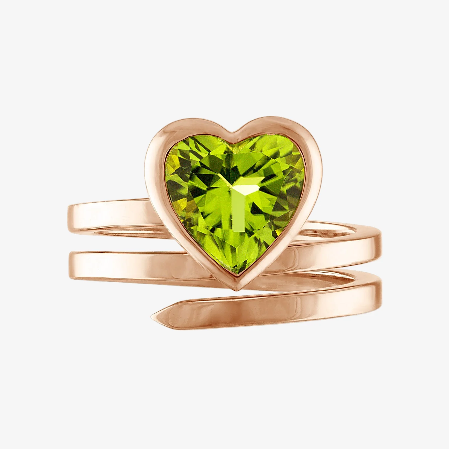 Peridot Spiral Heart Ring size 6.5