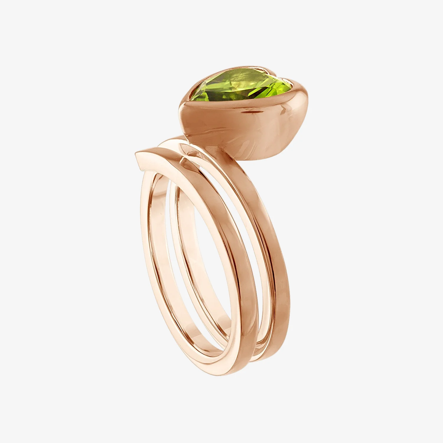 Peridot Spiral Heart Ring size 6.5 - Image 2