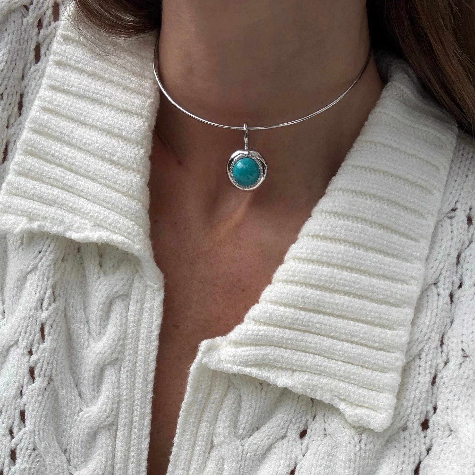 Sterling Silver Large Cabochon Candy Button Pendant - Image 3