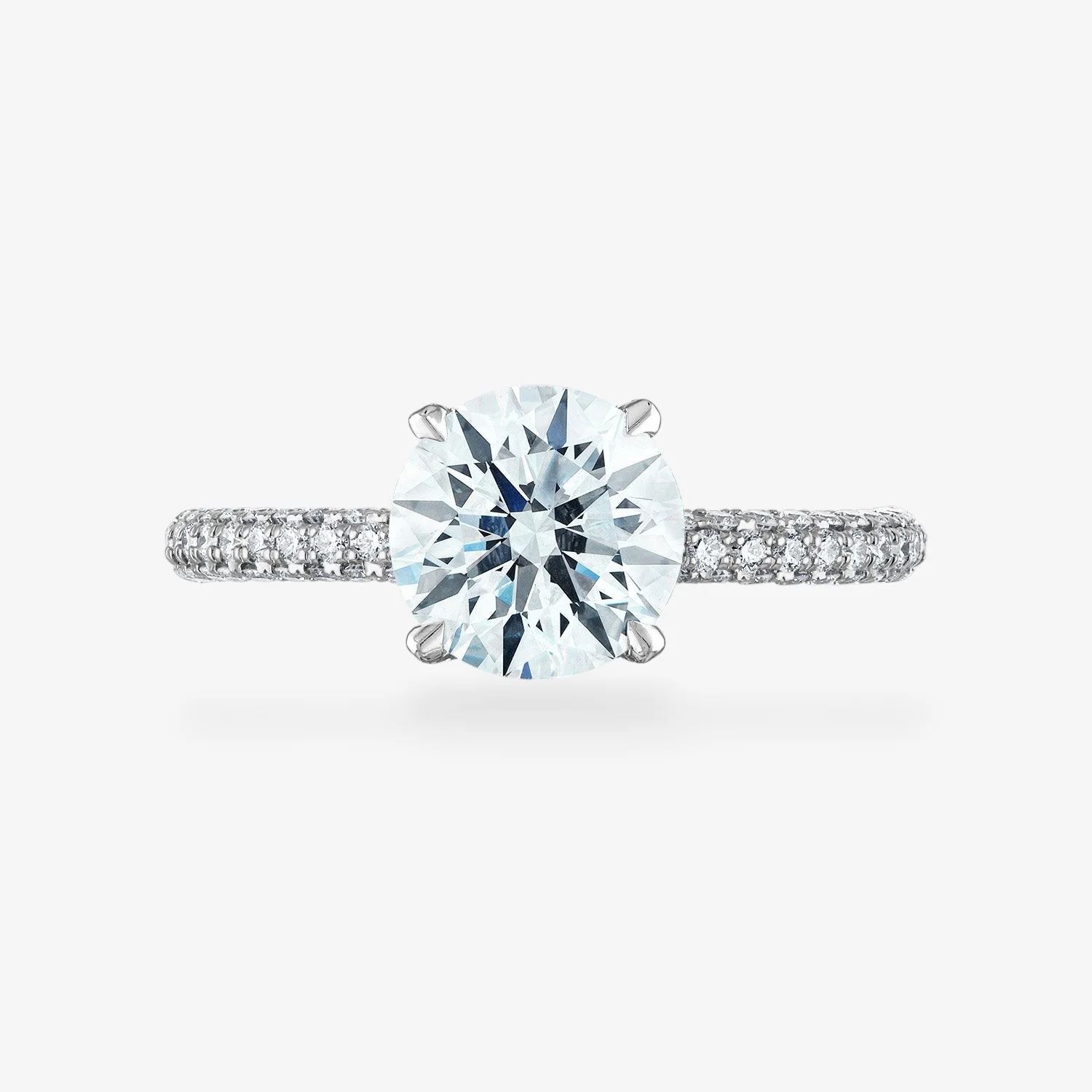 Three Sided Pave Engagement Ring